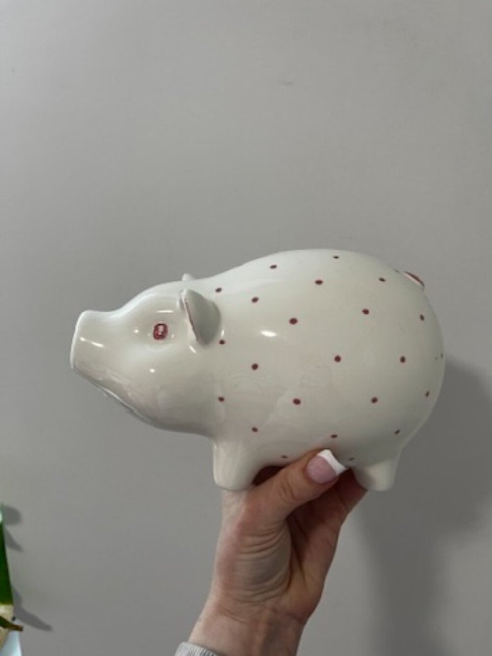 Tiffany & Co. White & Red Polka Dot Ceramic Elephant Piggy Bank - chip on ear - Picture 2 of 7